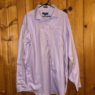 Lavender Dress Shirt 19 38/39 Tall Non-Iron Textured Cotton Blend Flaw - Image 1 of 4