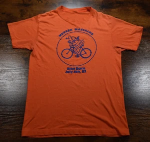 True Vintage 1983 Meeker Massacre orange Single Stitch Tee Cut Tag Measures Med - Bild 1 von 9