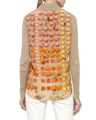 Akris Punto Riviera Paraguas Playa Estampado Cárdigan Suéter Sombrilla Naranja Tostado 4 Foto 1 de 4