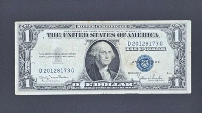 1935-D "Narrow" US $1 Silver Certificate, FR#1613,  F-12, Serial#: D20128173G - Image 1 of 2