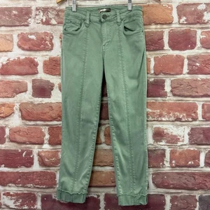 Kut From The Kloth Amy Crop Straight Leg Pants Womens 0 Green Distressed Cuffed - Picture 1 of 10