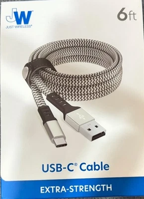 Just Wireless USB-C Cable 6ft Extra Strength for Cell  Phones & Tablets - Image 1 of 4