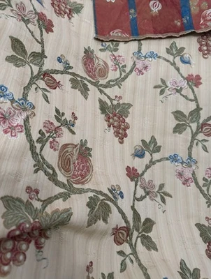 Scalamandre Vintage Cotton  Lampas Fabric Cafe Au Lait Floral 1 Yd more avail - Image 1 of 4