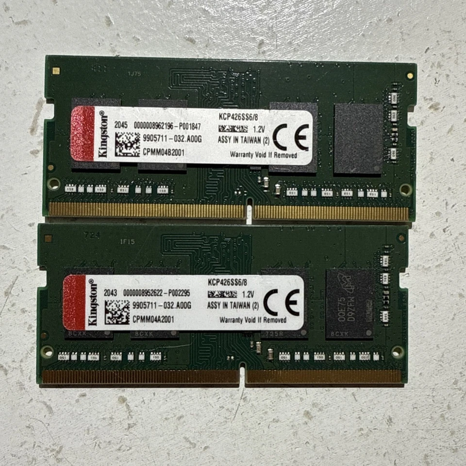 Kingston 16GB (2 x 8GB) PC4-21300 DDR4-2666 Laptop RAM Memory KCP426SS6/8 - Image 1 of 1