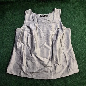 Dana Buchman Tank Top Womens 1X Gray Silver 100% Silk Sleeveless Blouse Shell - Picture 1 of 8