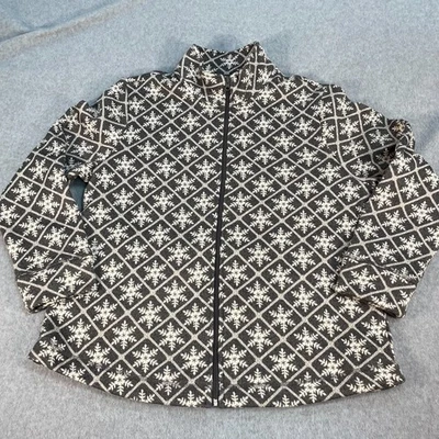 Jaqueta suéter feminina T By Talbots XL malha floco de neve zíper completo Grammy quente - Imagem 1 de 4