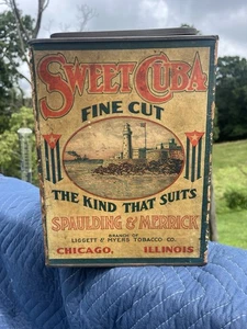 Early 1900’s Sweet Cuba Tobacco Cigar Tin-Cardboard Sides-Tin Top/Bottom. - Picture 1 of 11