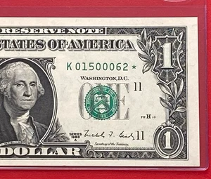 1988A Star note $1 DOLLAR BILL ( DALLAS K ) UNCIRCULATED - Picture 1 of 3