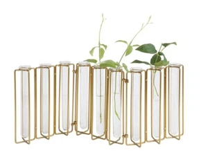 Set of Glass Tube Flower Planters With Brass Hinges - Picture 1 of 4