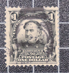 Scott 311 - $1,00 Farragut - Usato - Bel francobollo - SCV - $90,00 - Foto 1 di 2