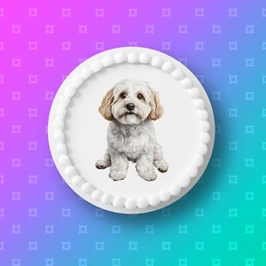 Cockapoo Dog pre-cut Edible Icing Cake Topper or Ribbon 06 - 1st class p&p - Picture 1 of 11