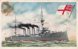 Antrim y bandera de crucero inglés, postal vintage - Imagen 1 de 2