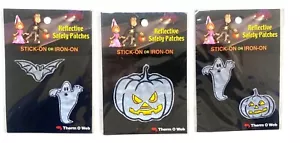 Therm O Web reflektierende Sicherheitspatches zum Aufkleben/Aufbügeln Fledermaus Geist Kürbis Hallowe - Bild 1 von 7