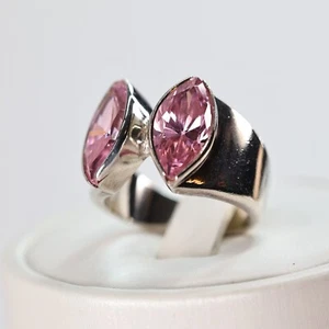 Vintage CHAPAL-ZENRAY Sterling 925 Silber Pink Ice Double Marquise Ring Größe 7 - Bild 1 von 17