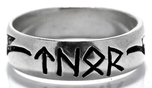 Anillo anillo de dedo Thor de plata de ley 925, talla 52-78 relámpago trueno dios runas - Imagen 1 de 6