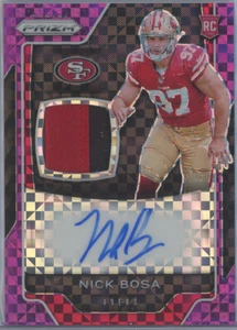 2019 Panini Prizm Rookie Patch Auto Prizms Purple Power Nick Bosa 49ers RC 06/30 - Imagen 1 de 1