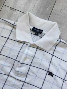 Burberry London Polo T Shirt Men  Blue and White Size 7 Good Condition - Picture 1 of 8