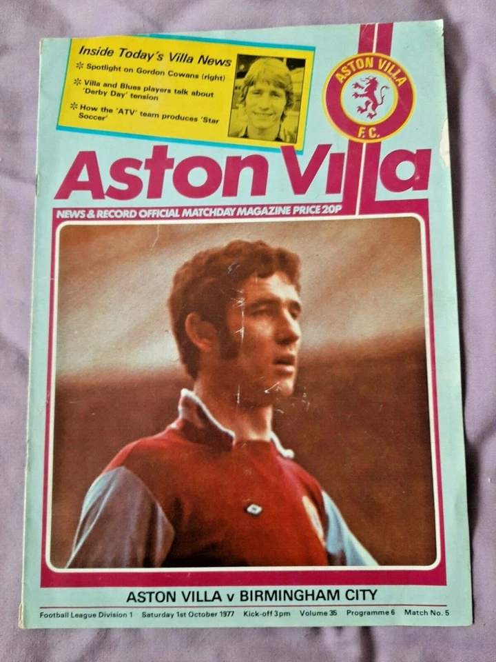 Aston Villa v Birmingham City. 1st October 1977. League Division One - Image 1 of 1