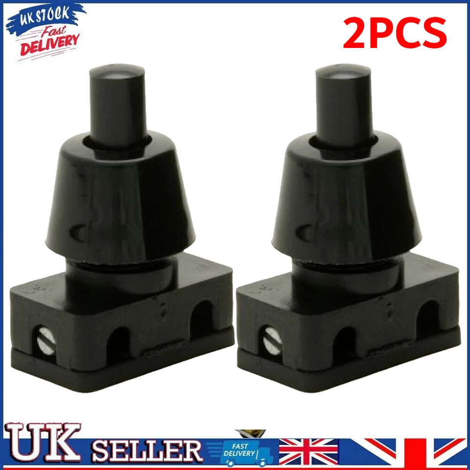 2Pcs Miniature 2A 2 Amp 240V Push Button Press Switch Lamp Light - Black - Image 1 of 3