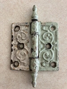 One Vintage Metal Ornate Door Hinge Hardware Steeple Top Victorian Decor 3x3” - Picture 1 of 10