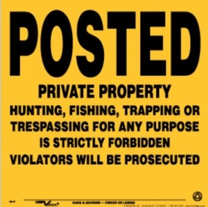 Posted Private Property Signs Yellow Plastic 11.25" x  11.25" .024" 8 Count - Picture 1 of 1