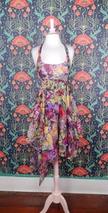Vintage 90's Y2K Jill Stuart Asymmetrical Hem Empire Waist Fairycore Silk Dress - Picture 1 of 8
