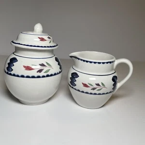 Adams Ironstone Lancaster Creamer & Sugar Bowl Vintage Made in England Floral - Picture 1 of 19