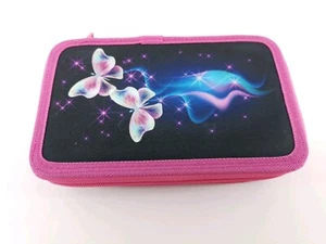 Estuche escolar Idena triple 47 piezas MARIPOSA ROSA ligeramente defectuoso - Imagen 1 de 10