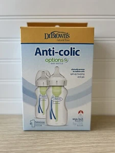 Dr. Brown's Options+ Anti-Colic Wide-Neck Baby Bottles 0m Level 1 - 9 oz, 2-Pack - Picture 1 of 6