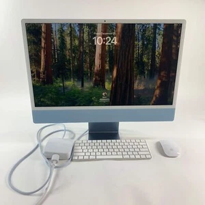 2021 Apple IMac 24" M1 3.2GHz 8GB RAM 256GB SSD Blue MJV93LL/A - Afbeelding 1 van 6