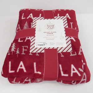 North Pole Trading Co. Samt Plüsch Überwurf FA LA LA LA LA Weihnachten Urlaub - Bild 1 von 6