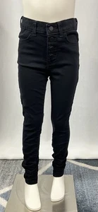 Jordache Black Denim Adjustable Waist Super Skinny Snap Button Jeans Girl Size 7 - Picture 1 of 3