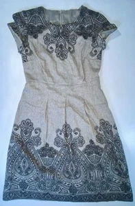Talbots Pencil Dress Womens Sz XS Gray Paisley Wool Blend Sleeveless Zipper - Picture 1 of 14