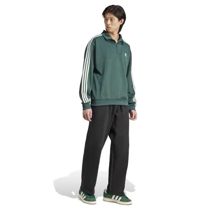 Adidas IZ2502 Men's M Adicolor Funnel Neck Track 1/4 Zip Jacket Mineral Grn