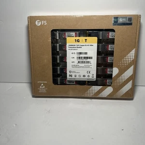 FS 1000BASE-T SFP 100m Transceiver 10-Pack SFP-GB-GE-T Copper RJ-45 NIB New - Afbeelding 1 van 4