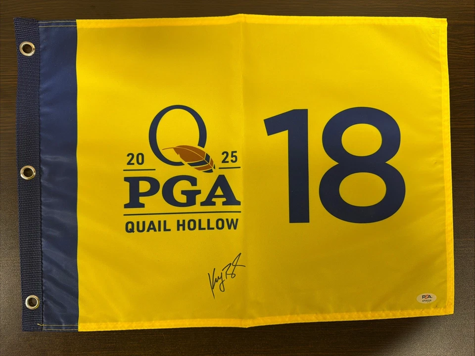 EE. UU. Capitán Keegan Bradley FIRMADO 2025 PGA Campeonato BANDERA AUTOGRAFIADA CERTIFICADO DE AUTENTICIDAD PSA Foto 1 de 1