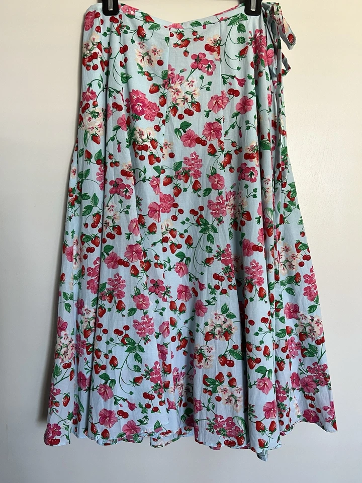 Falda Ann Taylor Floral Corbata Cintura Talla 8 Floral Estilo Envolvente Color Azul Claro Nueva con Etiquetas Foto 1 de 4