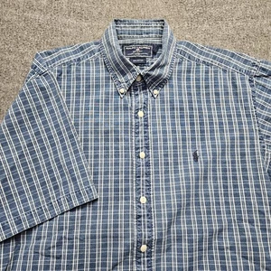 Camisa De Colección Ralph Lauren Sport Grande Azul A Cuadros Manga Corta Bolsillo Suave - Imagen 1 de 9