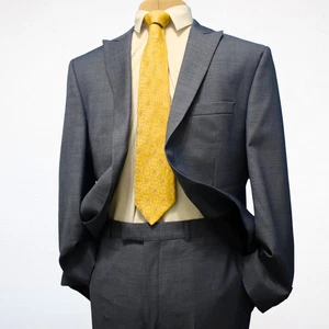Kenneth Cole 2 Piece Suit 44L Blue Heathered Wool Peak Lapel Dual Vent 2 Button - Picture 1 of 21