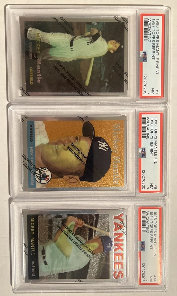 Mickey Mantle PSA LOTE 3 X 1996 Topps Finest con revestimiento #7 #8 #14 1957 1958 1964 Foto 1 de 4