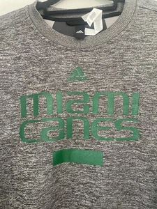 Miami Canes Adidas XL Men’s Sweatshirt Gray Fleece Lined Pullover Hurricanes - Picture 1 of 8
