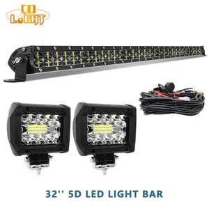 32" LED Light Bar Flood Spot Combo + 2X 4" LED Work Light For Ford Bronco Ranger - Picture 1 of 11