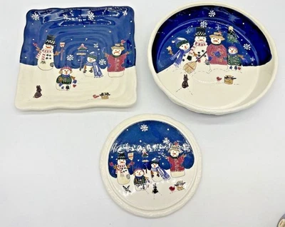 Christmas St Nicholas Snow Friends Collection Snowman Pie Dish & Platters - Image 1 of 4