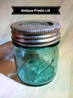 BALL HALF PINT BLUE MASON Jar ~ Antique Presto Canning Glass Lid ~Free Shipping
