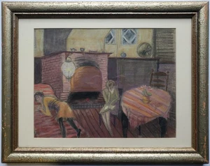 Disegno pastello figurativo interno tavolo forno Maria Pospisilova - Foto 1 di 10