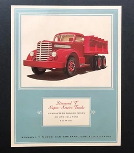 Pubblicità camion Diamond T 1940 super servizio auto d'epoca stampa annuncio - Foto 1 di 2