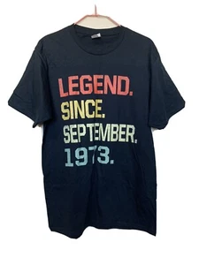 Legend September 1973 T Shirt Schwarz M Kurzarm Geburtstag Shirt - Bild 1 von 7