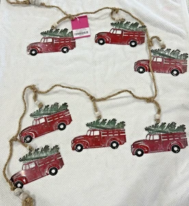 Guirnalda de árbol de Navidad y camión rojo metálico marca Ashland de 6 pies nueva con etiquetas - Imagen 1 de 7