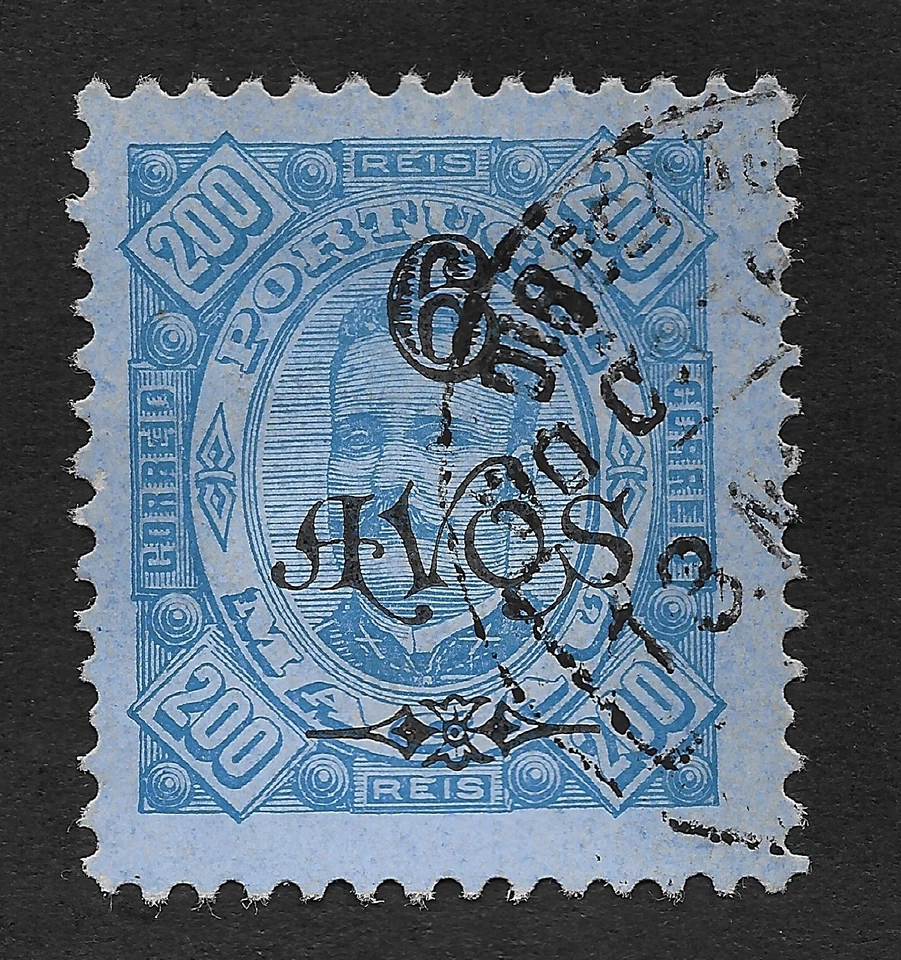 MACAO; 1894 Rey Carlos I de Portugal 200 R Azul Usado (BX) Foto 1 de 1