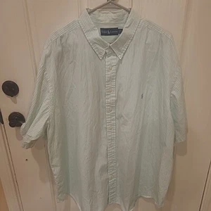 Camicia Ralph Lauren vintage uomo 3XB XXXL a righe blu pastello viola caramella pony - Foto 1 di 9